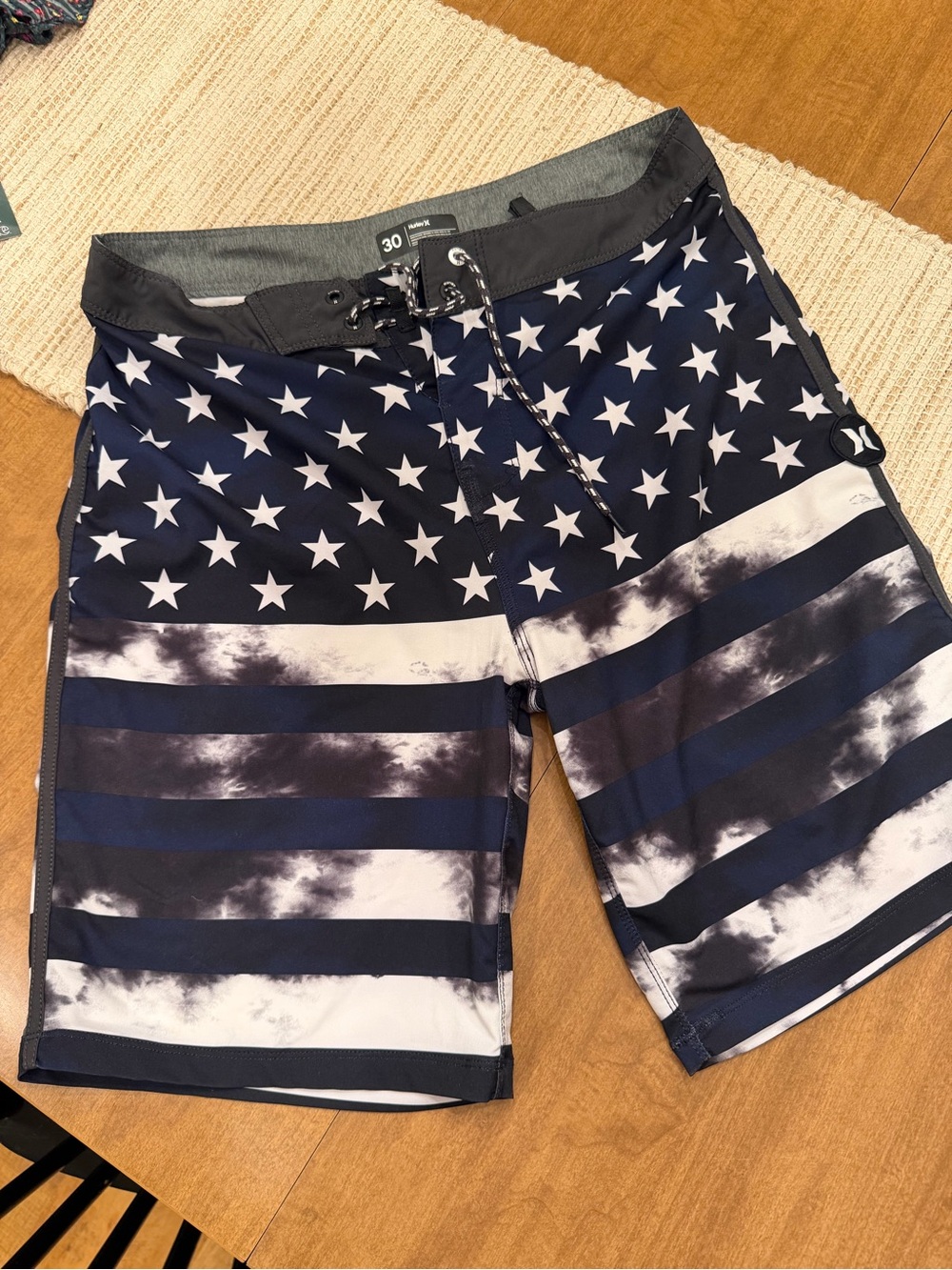 Hurley Navy and White Star & Stripe Board Shorts